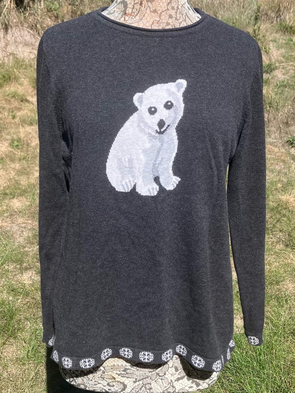 Charcoal Polar Bear Knit Top
